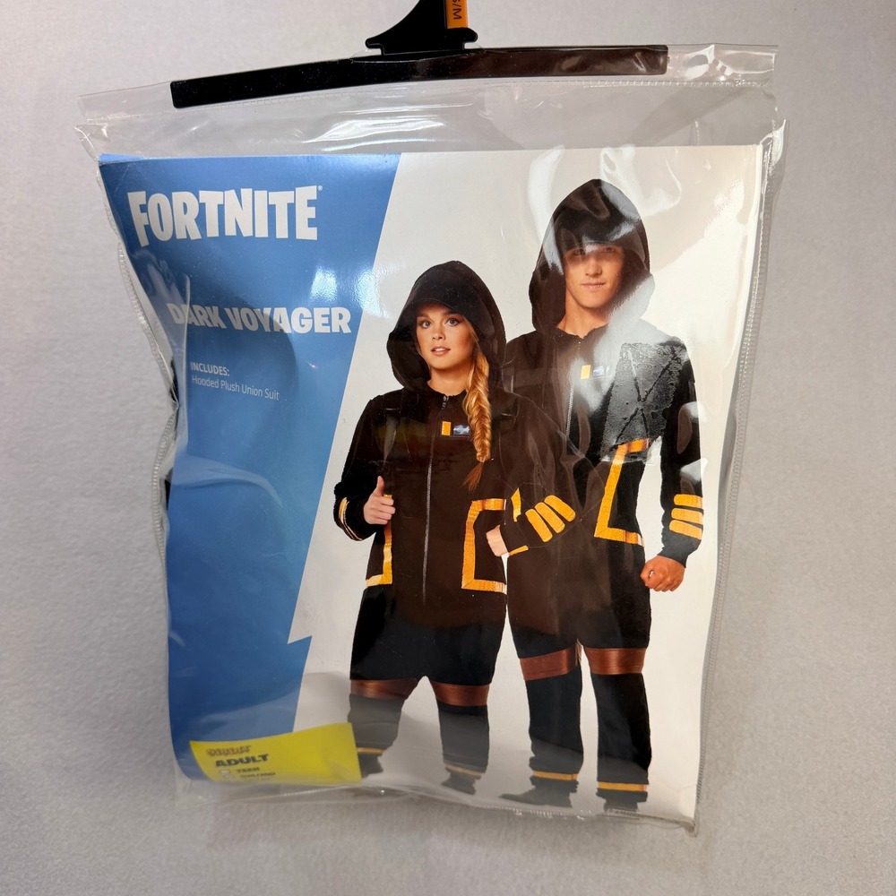 Fortnite Dark Voyager Hooded Plush Union Suit Adult M BlackSpace CostumeJumpsuit